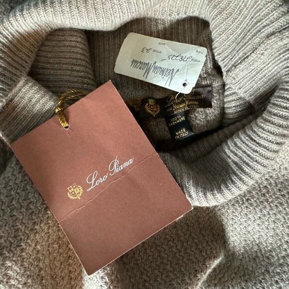 NWT Loro Piana Mens 100% Cashmere Tan Ribbed Turtleneck Luxury Sweater Sz L - Picture 2 of 11